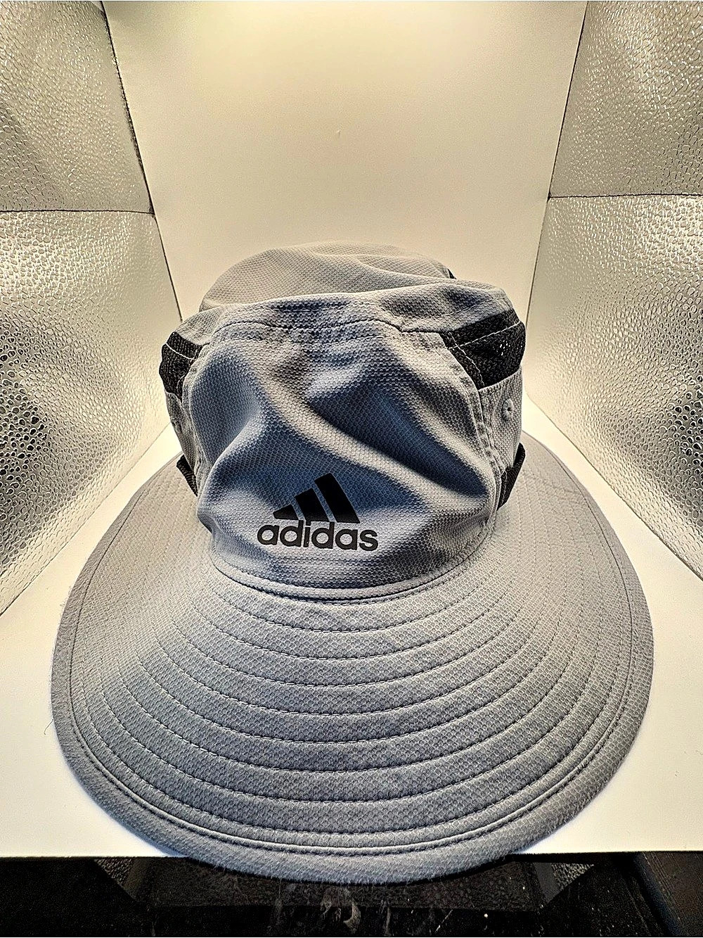 Adidas AEROREADY Gray Wide Brim Boonie Sun Hat with Mesh Ventilation